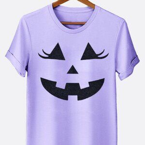 Adorable Pumpkin with Eyelashes Printed Graphic Tee!  Fast shipping!